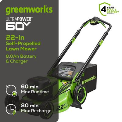 Image showing  Pro 60V 22 in. Brushless Cordless Battery Walk-Behind Self-Propelled Push Lawn Mower 8.0Ah Battery & Charger