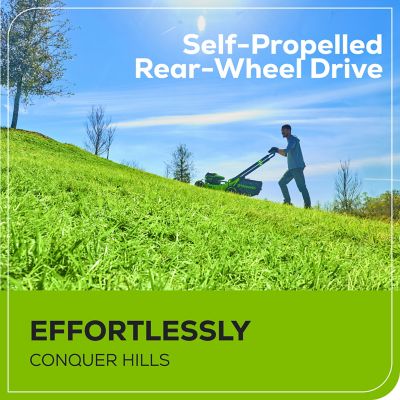 Image showing  Pro 60V 22 in. Brushless Cordless Battery Walk-Behind Self-Propelled Push Lawn Mower 8.0Ah Battery & Charger