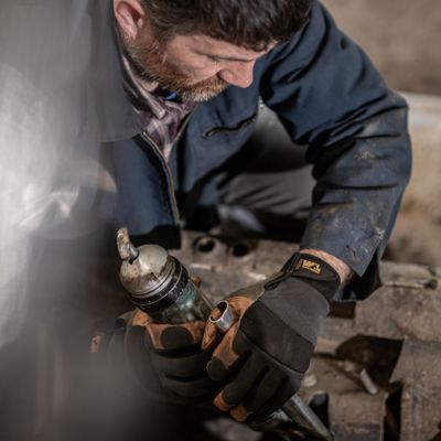 Image showing  Men's Pigskin Leather Extra Wear Hybrid Palm and Finger Reinforcement Glove