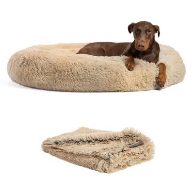 Best Friends by Sheri Donut Shag Dog/Cat Bed & Blanket, 2 pc. Set