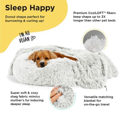 Image showing  Donut Shag Dog/Cat Bed & Blanket, 2 pc. Set