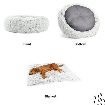 Image showing  Donut Shag Dog/Cat Bed & Blanket, 2 pc. Set