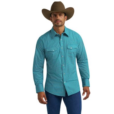 Image showing 0 th Wrangler Men's Wrancher Long Sleeve Print Shirt