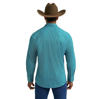 Image showing 1 th Wrangler Men's Wrancher Long Sleeve Print Shirt