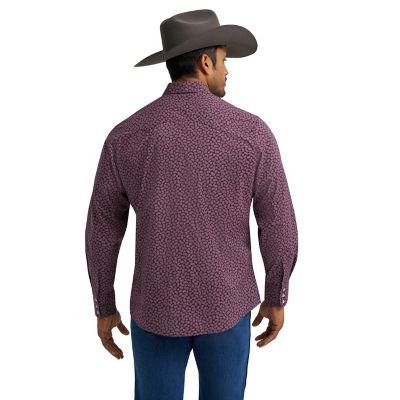 Image showing 1 th Wrangler Men's Wrancher Long Sleeve Print Shirt