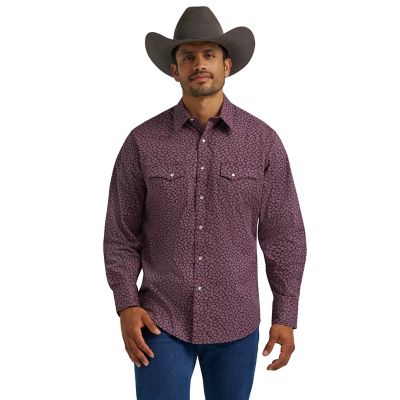 Image showing 0 th Wrangler Men's Wrancher Long Sleeve Print Shirt