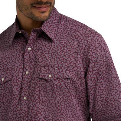 Image showing 2 th Wrangler Men's Wrancher Long Sleeve Print Shirt