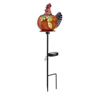 Red Shed 26 in. Chicken Pumpkin Solar Stake