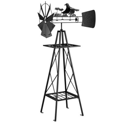 Red Shed 5 ft. Black Crow Metal Windmill