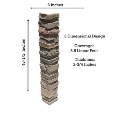 Image showing  Harvest Ledge Outside Corner 48 in x 7.25 in. x 7.25 in. Faux Stone Outside Corner, OC-HL-48-KAE