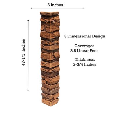 Image showing  Harvest Ledge Outside Corner 48 in x 7.25 in. x 7.25 in. Faux Stone Outside Corner, OC-HL-48-DSN