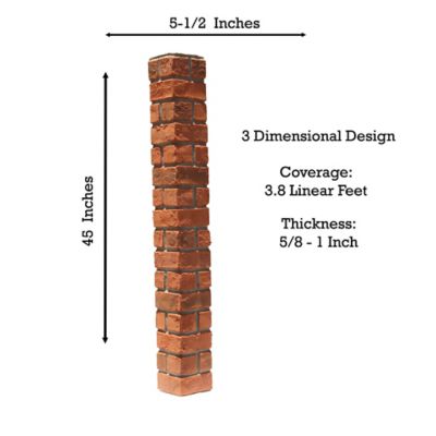 Image showing  Aged Brick Outside Corner 45 in. x 4.50 in. x 4.50 in. Faux Brick Outside Corner, OC-AB-48-TRA