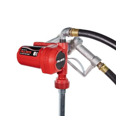 Fill-Rite 12V 8 GPM (31 LPM) Fuel Transfer Pump with Discharge Hose, Manual Nozzle, and Suction Pipe