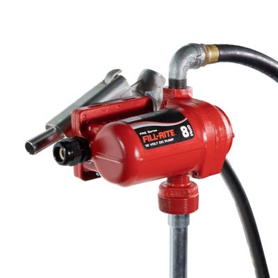Image showing  12V 8 GPM (31 LPM) Fuel Transfer Pump with Discharge Hose, Manual Nozzle, and Suction Pipe, FR8