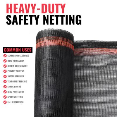 Image showing  Heavy Duty Safety Debris Mesh Netting Rolls Fire Retardant, 5.5 x 200 Black Safety Net, ST-501-5.5X200