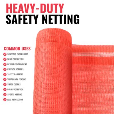 Image showing  Heavy Duty Safety Debris Mesh Netting Rolls Fire Retardant, 10 x 200 Orange Safety Net, ST-502-10X200