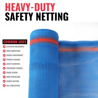 Image showing  Heavy Duty Safety Debris Mesh Netting Rolls Fire Retardant, 4 x 50 Blue Safety Net, ST-503-4X50