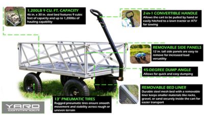 Image showing  9 cu. ft. 1,200 lb. Capacity Heavy-Duty Steel Towable Utility Garden Cart