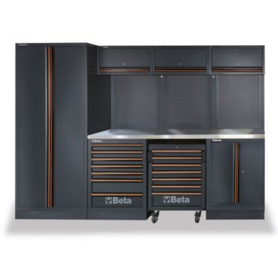 Beta Tools Combination Tool Storage System with 7-Drawer Fixed Cabinet and 7-Drawer Rolling Cabinet