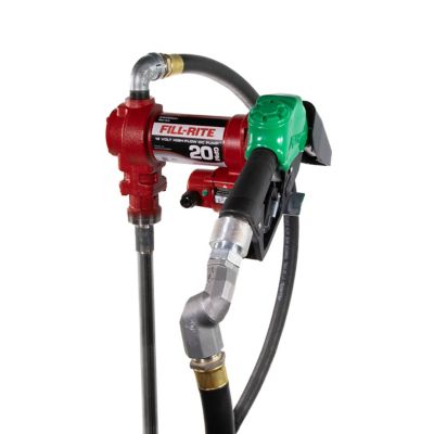 Image showing  12V 20 GPM Fuel Transfer Pump, Suction Pipe, 18 in. Discharge Hose, Automatic Nozzle, & Swivel, FR4220HDSQ