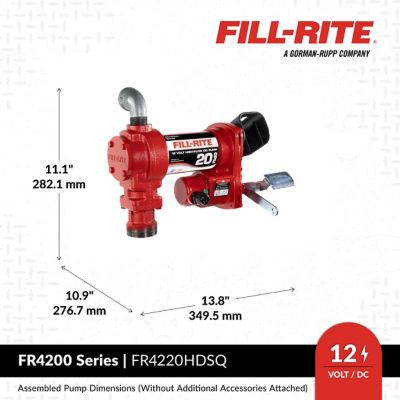 Image showing  12V 20 GPM Fuel Transfer Pump, Suction Pipe, 18 in. Discharge Hose, Automatic Nozzle, & Swivel, FR4220HDSQ