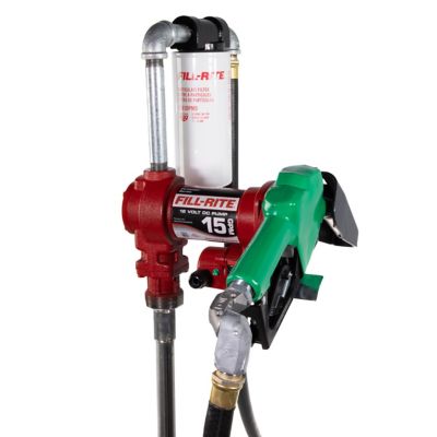 Image showing  12V 15GPM (57 LPM) Fuel Transfer Pump, Suction Pipe, 18in. Discharge Hose, Automatic Nozzle, FR1220HDSFQ