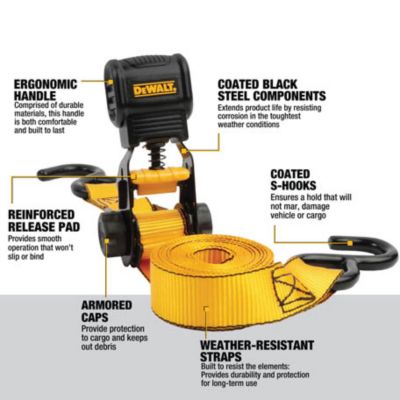 Image showing  1 x 12 Ratchet Tie Downs 1500 lb. 2 pk.