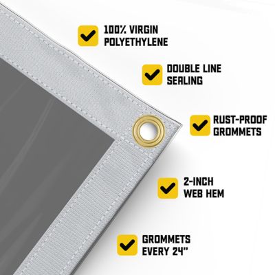 Image showing  Ultra Heavy Duty Vinyl Tarp, Waterproof, UV Resistant 20 mil Clear, Grey 6 x 8