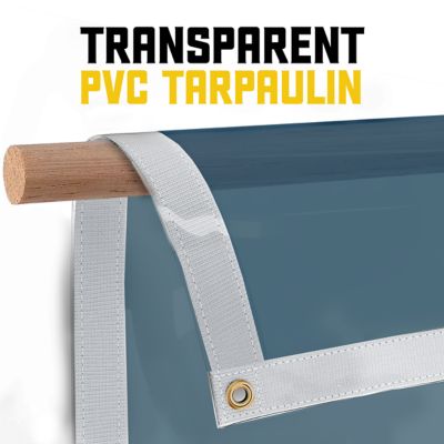 Image showing  Ultra Heavy Duty Vinyl Tarp, Waterproof, UV Resistant 30 mil Clear, Blue 5 x 7