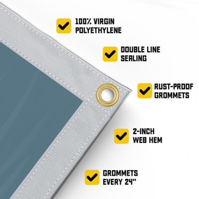 Image showing  Ultra Heavy Duty Vinyl Tarp, Waterproof, UV Resistant 20 mil Clear, Blue 10 x 10