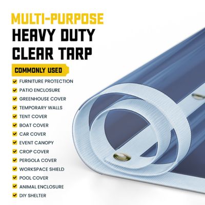 Image showing  Ultra Heavy Duty Vinyl Tarp, Waterproof, UV Resistant 20 mil Clear, Blue 10 x 10