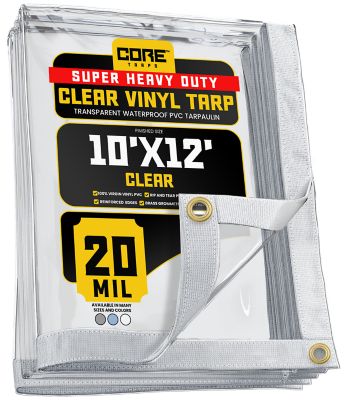 Core Tarps Ultra Heavy Duty Vinyl Tarp, Waterproof, UV Resistant 20 mil Clear, 10 x 12