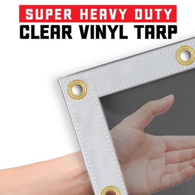 Image showing 5 th Core Tarps Ultra Heavy Duty Vinyl Tarp, Waterproof, UV Resistant 20 mil Clear, Grey 10 x 12