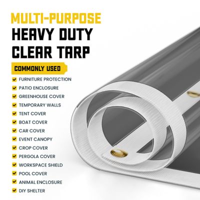 Image showing 4 th Core Tarps Ultra Heavy Duty Vinyl Tarp, Waterproof, UV Resistant 20 mil Clear, Grey 8 x 20
