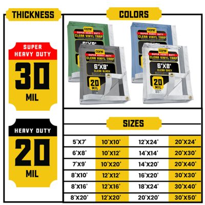 Image showing 6 th Core Tarps Ultra Heavy Duty Vinyl Tarp, Waterproof, UV Resistant 30 mil Clear, 8 x 16