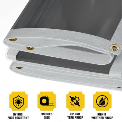 Image showing  Ultra Heavy Duty Vinyl Tarp, Waterproof, UV Resistant 30 mil Clear, Grey 12 x 12