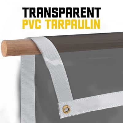 Image showing  Ultra Heavy Duty Vinyl Tarp, Waterproof, UV Resistant 20 mil Clear, Grey 12 x 16