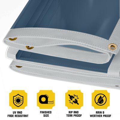 Image showing  Ultra Heavy Duty Vinyl Tarp, Waterproof, UV Resistant 20 mil Clear, Blue 12 x 16