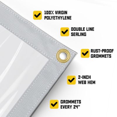 Image showing  Ultra Heavy Duty Vinyl Tarp, Waterproof, UV Resistant 20 mil Clear, 10 x 20