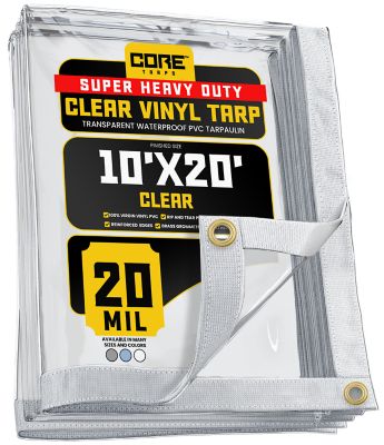 Core Tarps Ultra Heavy Duty Vinyl Tarp, Waterproof, UV Resistant 20 mil Clear, 12 x 20