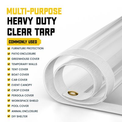Image showing  Ultra Heavy Duty Vinyl Tarp, Waterproof, UV Resistant 20 mil Clear, 14 x 20
