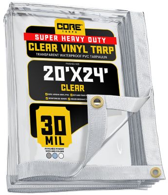 Core Tarps Ultra Heavy Duty Vinyl Tarp, Waterproof, UV Resistant 30 mil Clear, 20 x 24