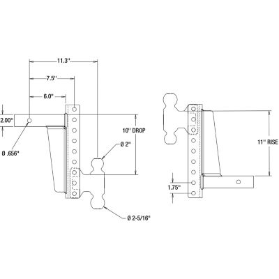 Image showing  Adjustable Dual Ball Hitch, 10 in. Rise/Drop