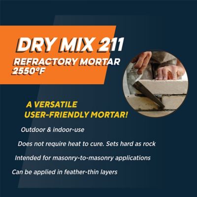 Image showing  Dry Mix 211 Refractory Mortar, Masonry & Fire Brick Cement, 2.5 lb. Tub
