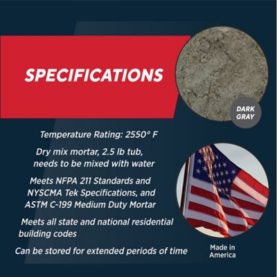 Image showing  Dry Mix 211 Refractory Mortar, Masonry & Fire Brick Cement, 2.5 lb. Tub