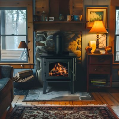 Image showing 8 th Forge & Flame 2000 sq. ft. Small Steel Wood Stove, FF-WP-100