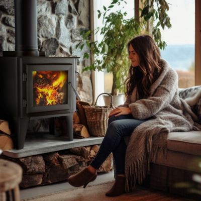 Image showing 8 th Forge & Flame 2600 sq. ft. Medium Steel Wood Stove, FF-WP-200