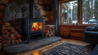 Image showing 8 th Forge & Flame 3000 sq. ft. Large Steel Wood Stove, FF-WP-300