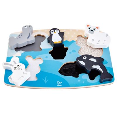 Hape Polar Animal Tactile Puzzle- 6 pc. Wooden Sensory Toy