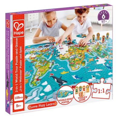 Hape 2 in 1 World Tour Puzzle & Game, 105 pc.